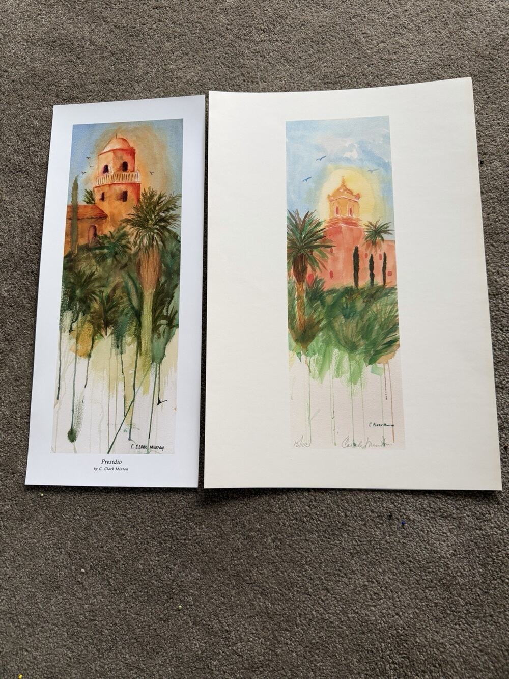 C. Clark Minton Mission Presidio Art 2 Prints Southwest California Architecture